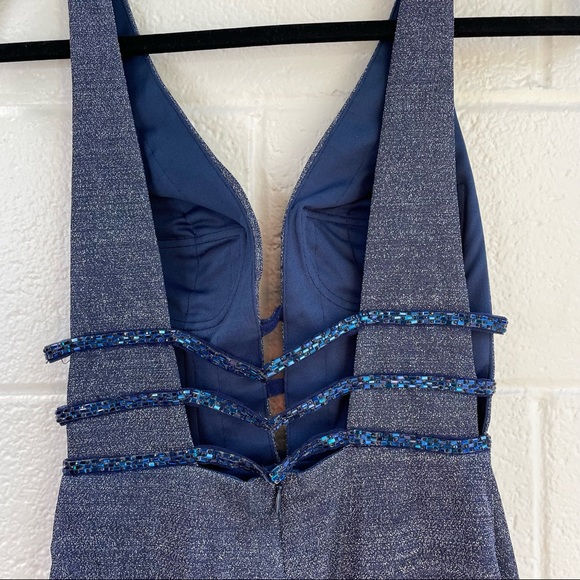 NWT Mac Duggal 50571L Plunge Maxi Dress Gown - Picture 3 of 9